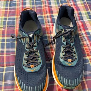 Hoka One One Navy and Orange Athletic Shoes